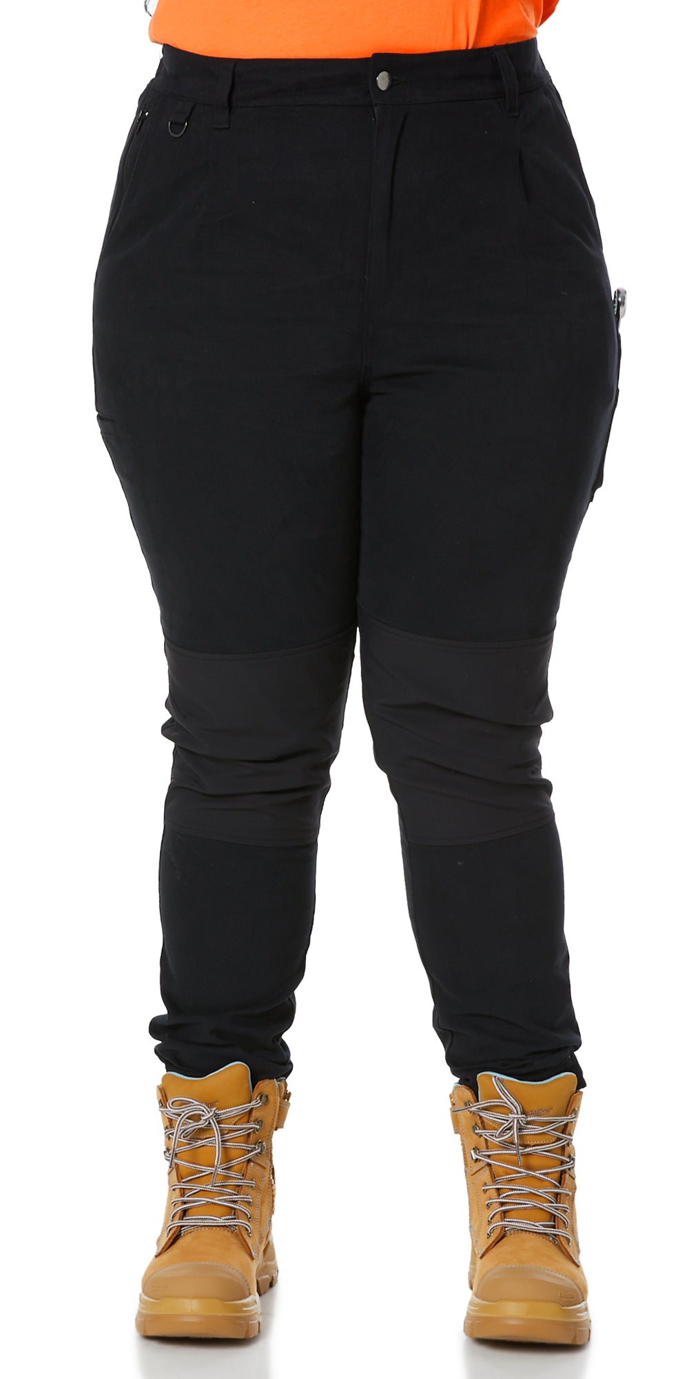 Classic and versatile workwear outfit, blending comfort with a professional look.