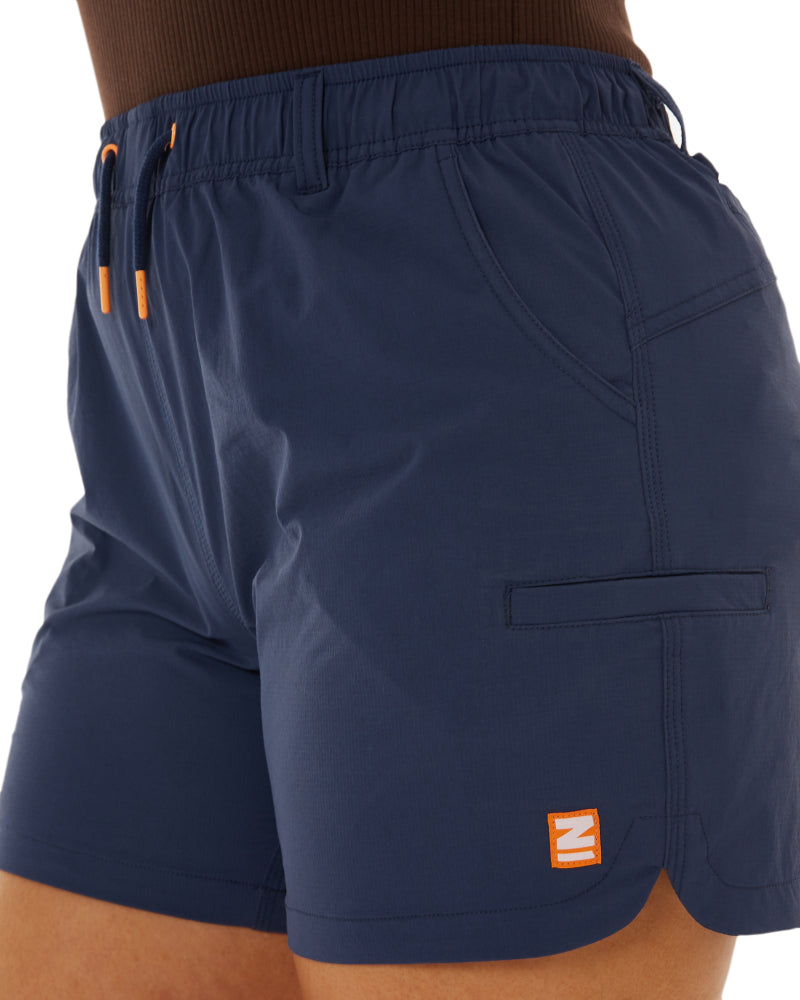 Back view of Zadie Workwear's The Workz Pant in black, displaying the elastic stretch waistband and pocket placement.