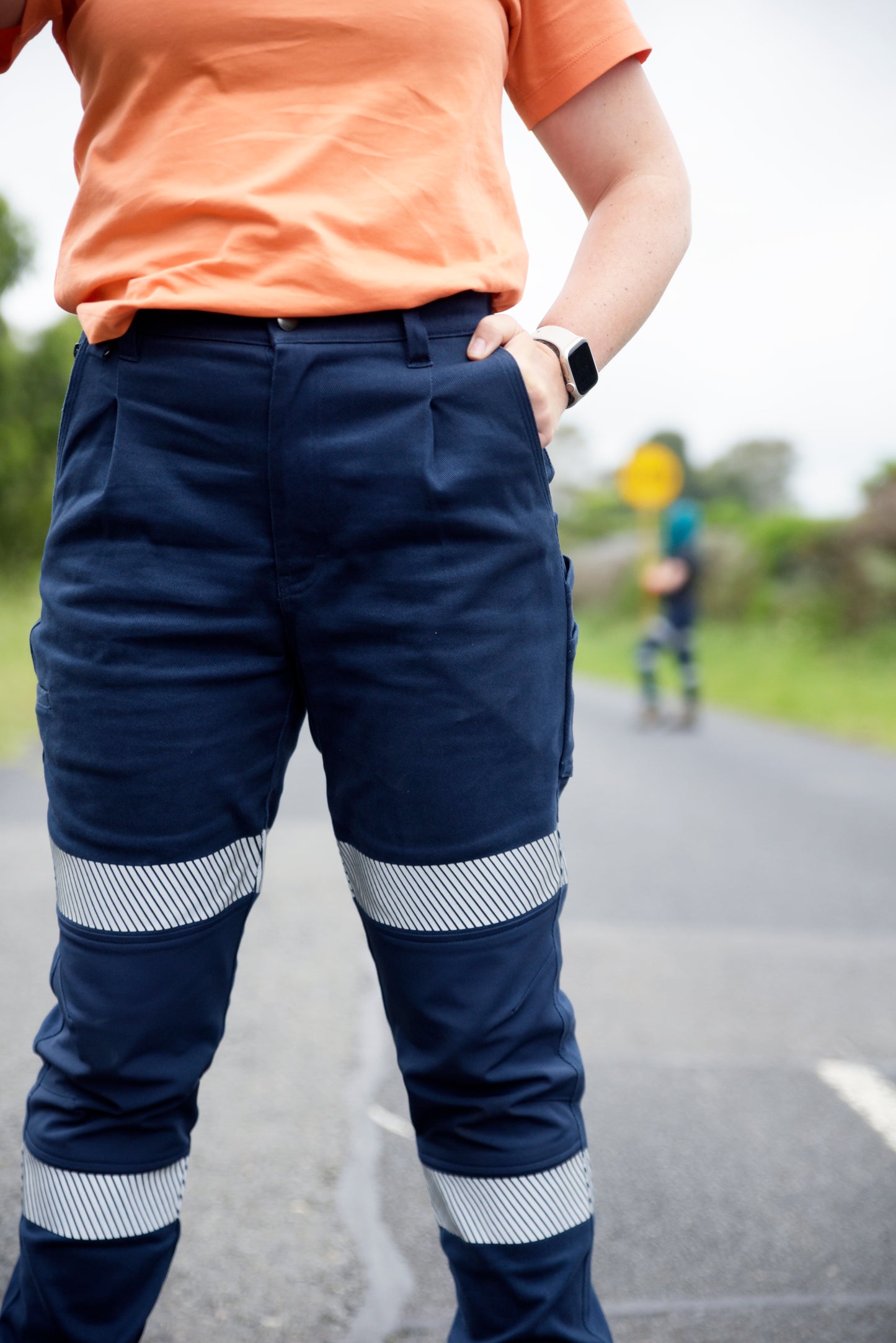 Professional Zadie workwear trousers captured in an indoor setting.