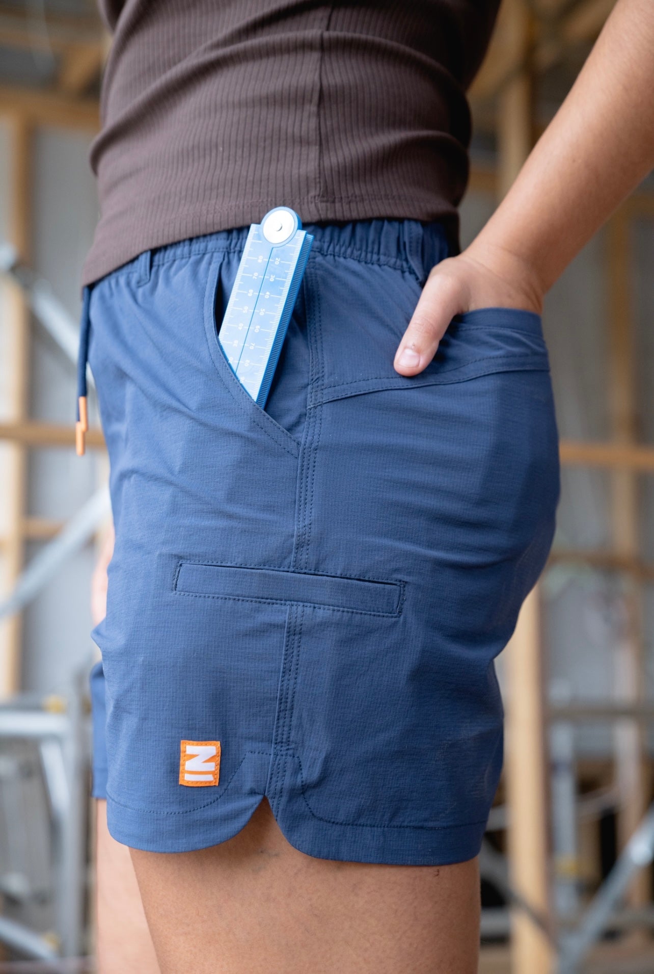 Close-up of a durable fabric design, highlighting the quality and texture of the workwear material.