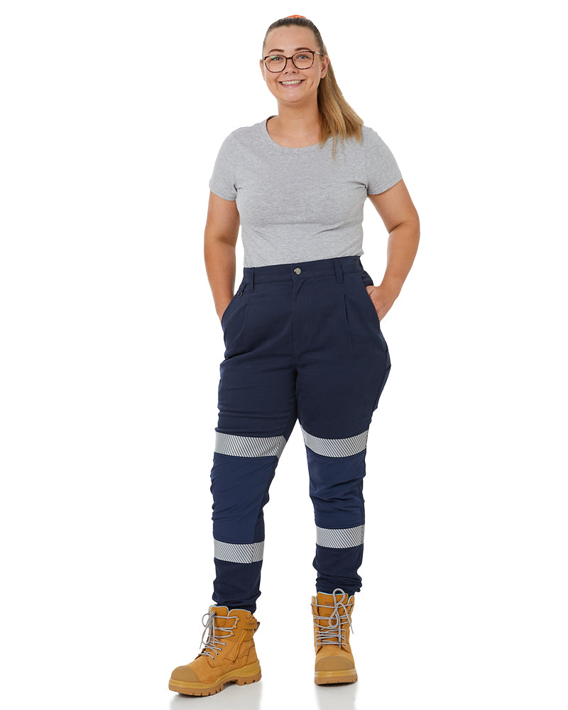 The Workz Pant Reflective - Navy Taped – Zadie Workwear