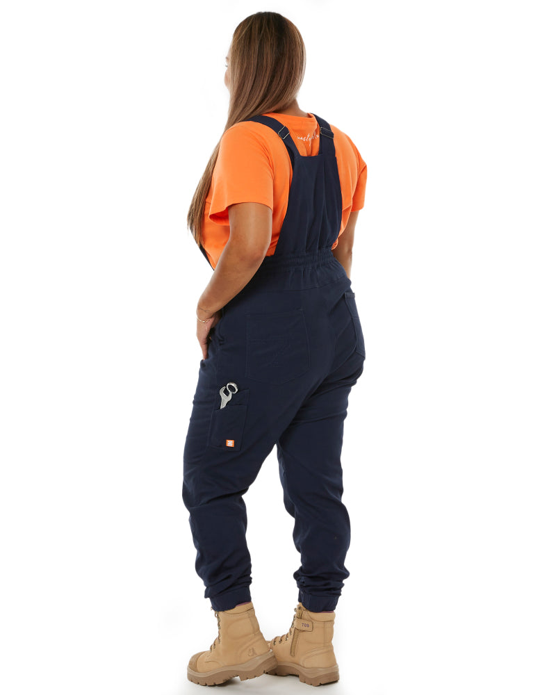 Navy blue overalls designed for comfort and efficiency.