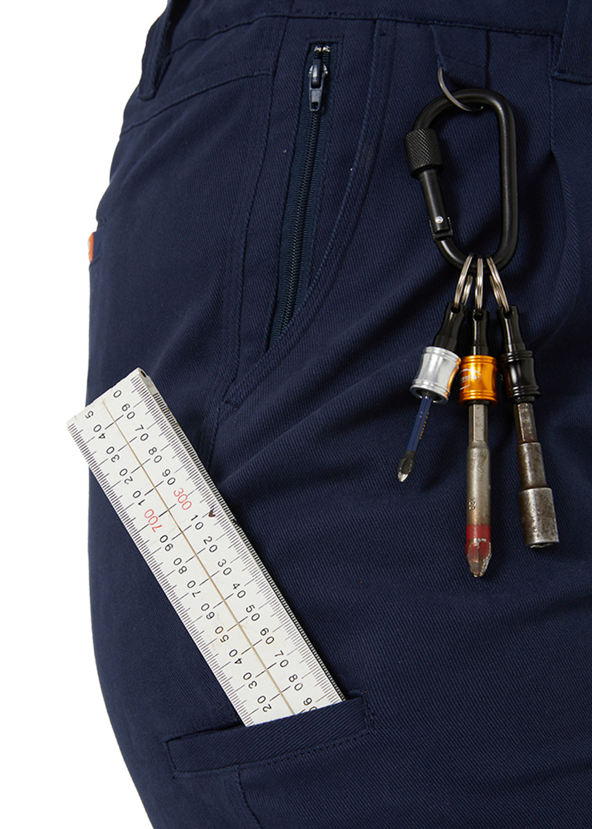 The Workz navy-taped pants displayed on a white background.