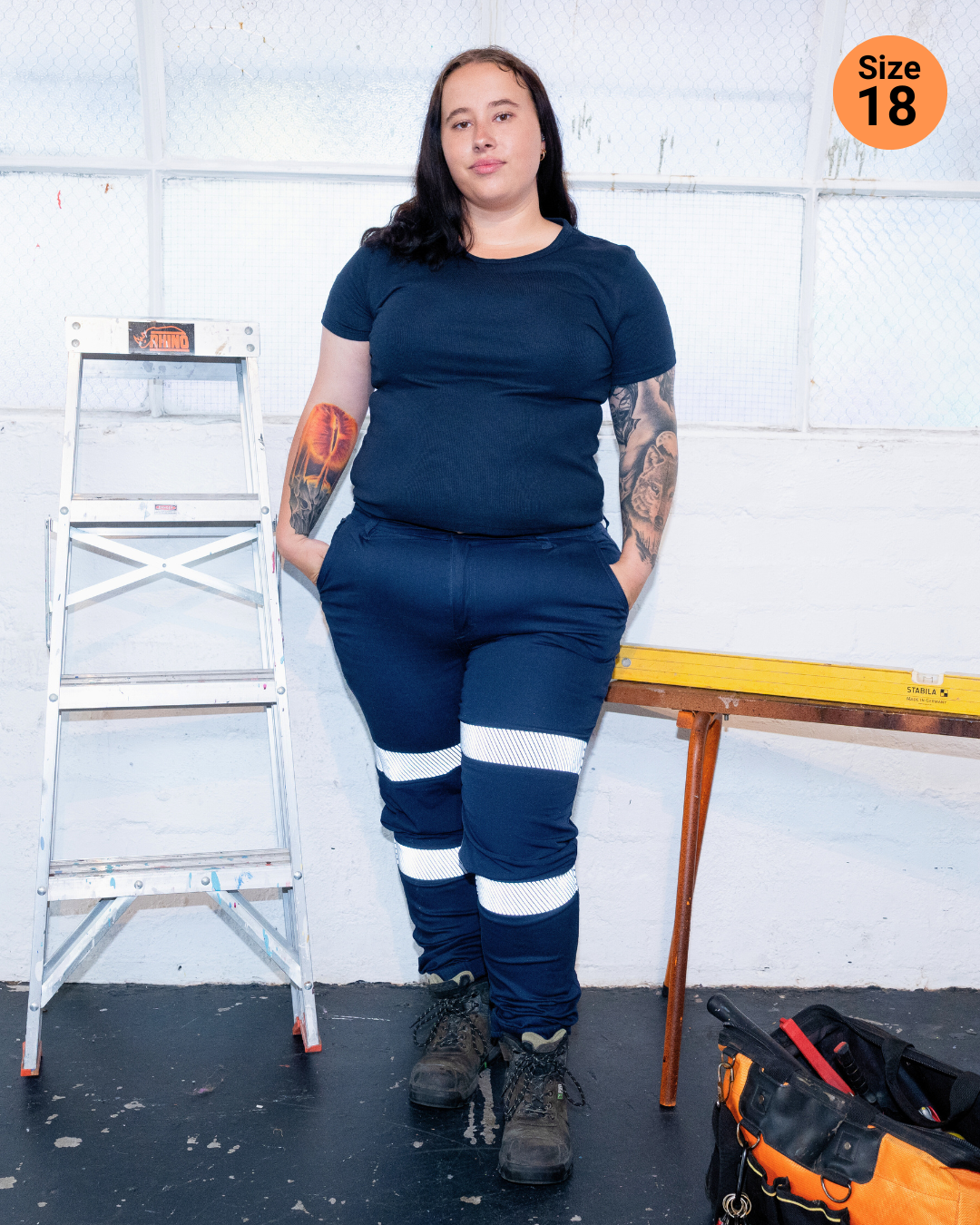 The Middy Pant Reflective - Navy Taped