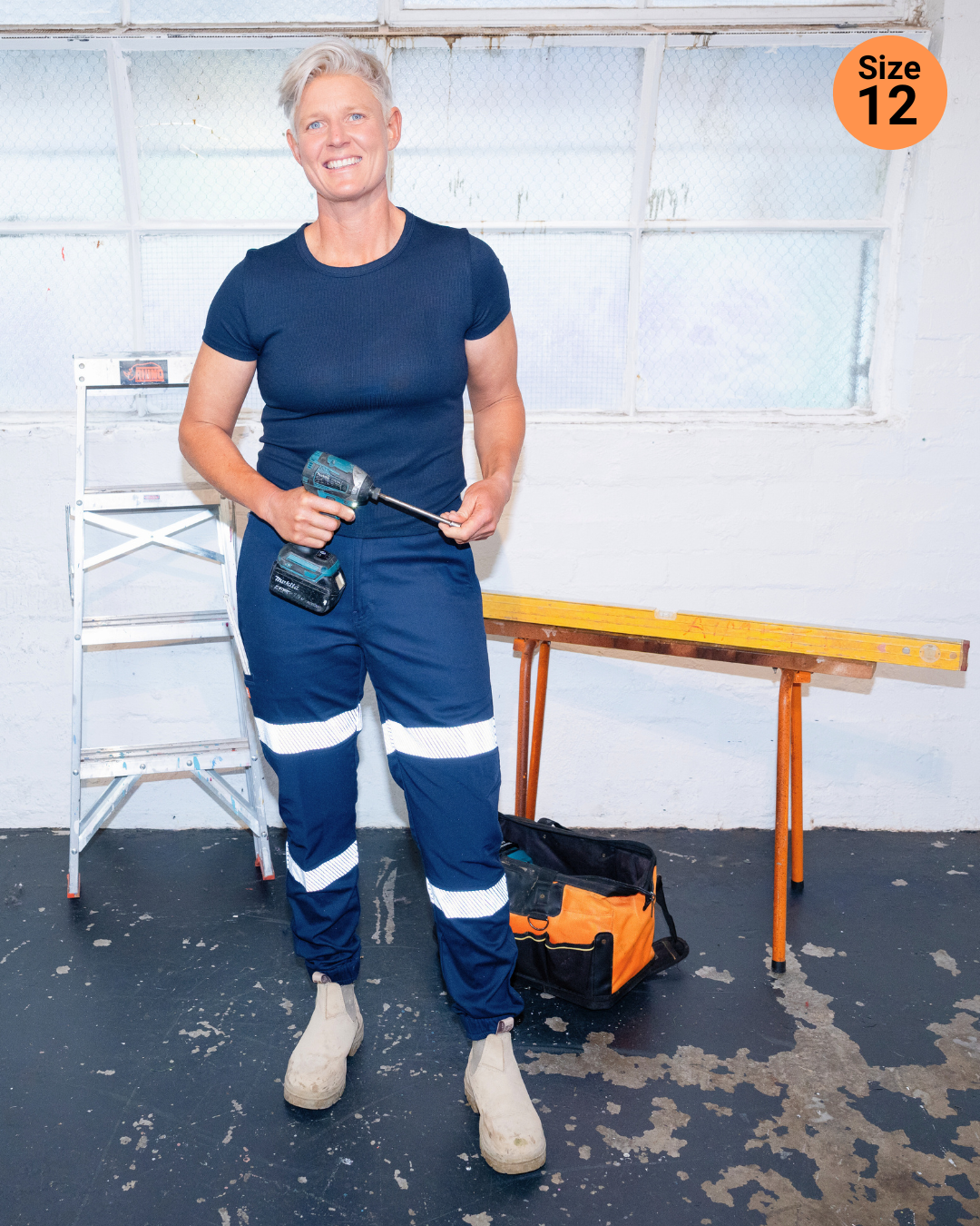 The Middy Pant Reflective - Navy Taped