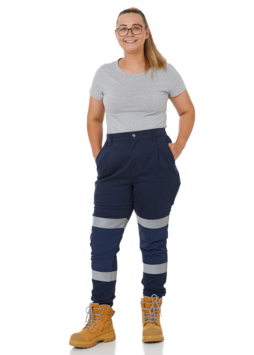 The Workz Pant Reflective - Navy Taped – Zadie Workwear
